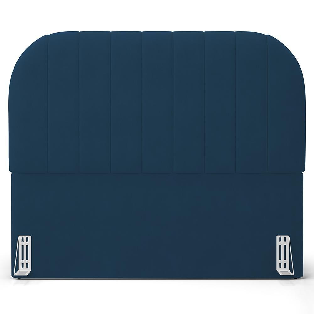 Cabeceira Cama Box Casal Estofada Orgânica 140cm Alice W01 Suede Azul Marinho - Lyam Decor - 3