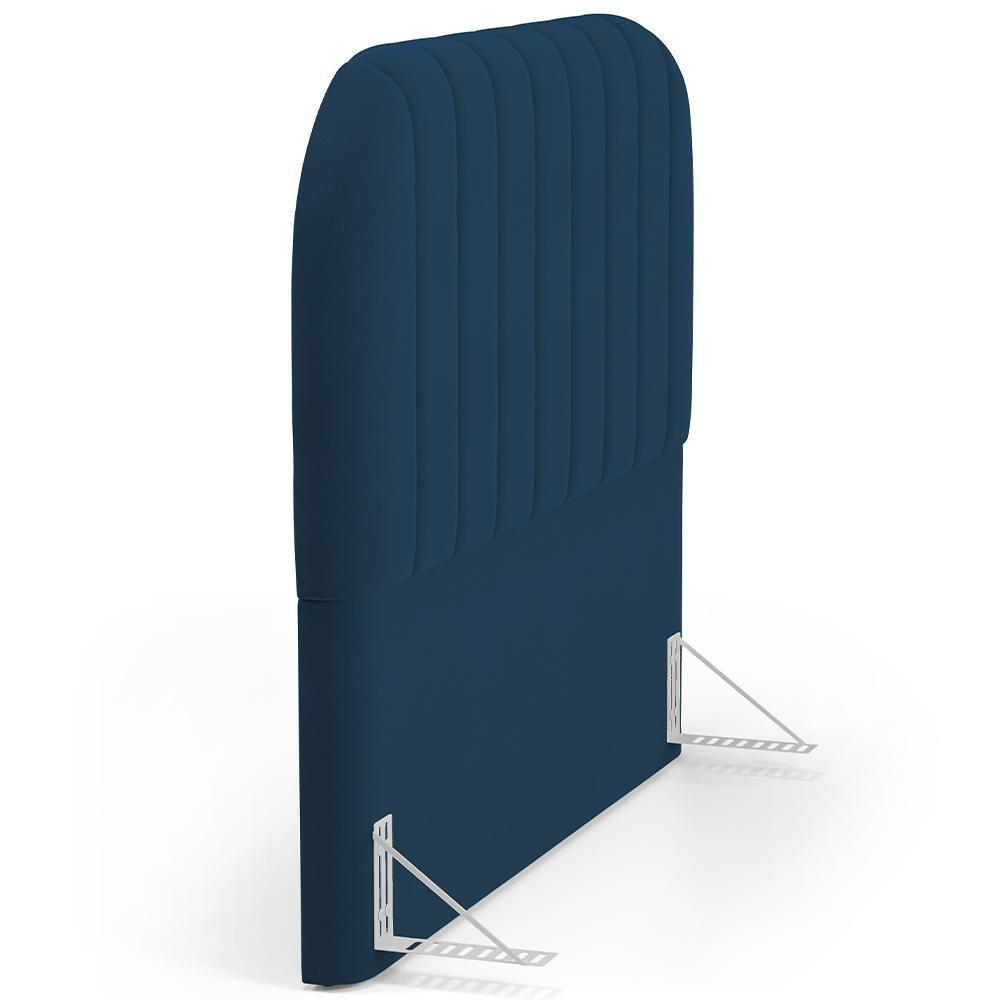 Cabeceira Cama Box Casal Estofada Orgânica 140cm Alice W01 Suede Azul Marinho - Lyam Decor - 6