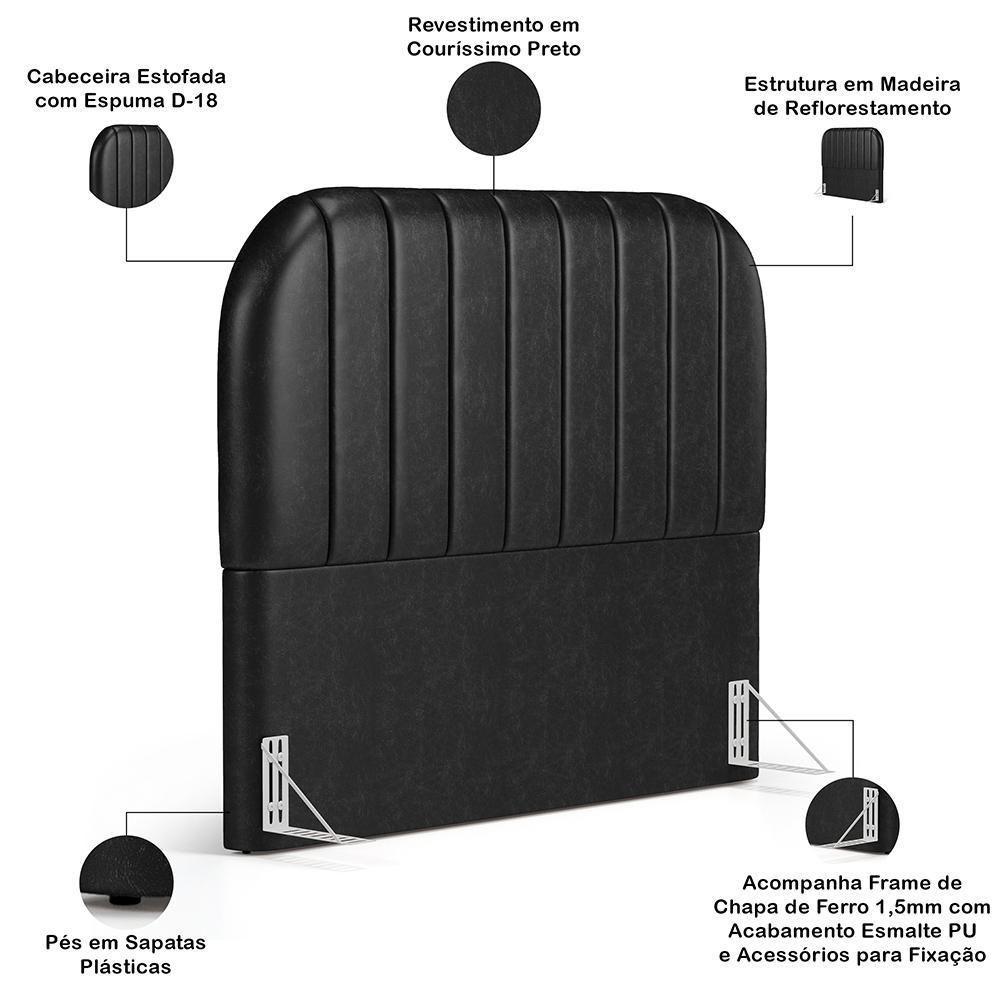 Cabeceira Cama Box Casal Estofada Orgânica 140cm Alice W01 Couríssimo Preto - Lyam Decor - 4