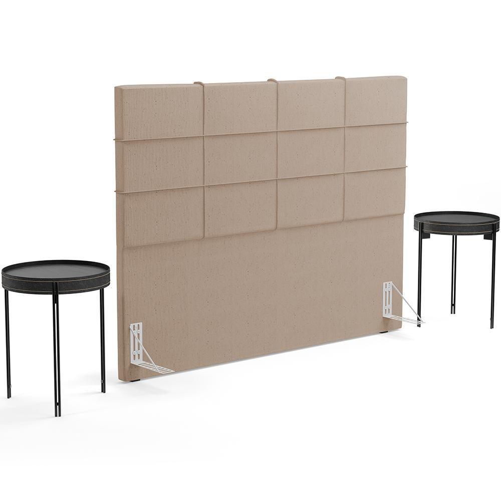 Cabeceira Cama Box Casal 140 Cm Roma W01 Linho Bege Escuro - Lyam - 7