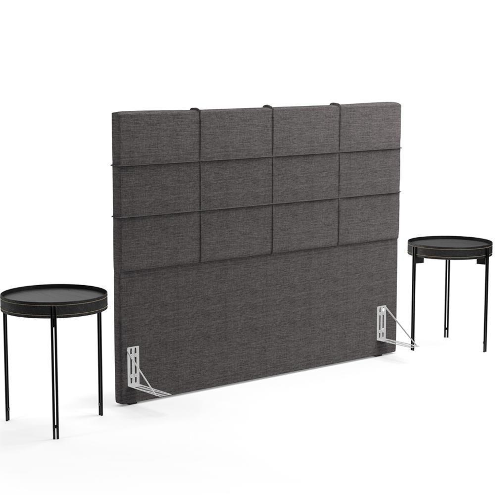 Cabeceira Cama Box Casal 140 Cm Roma W01 Linho Cinza Escuro - Lyam - 7