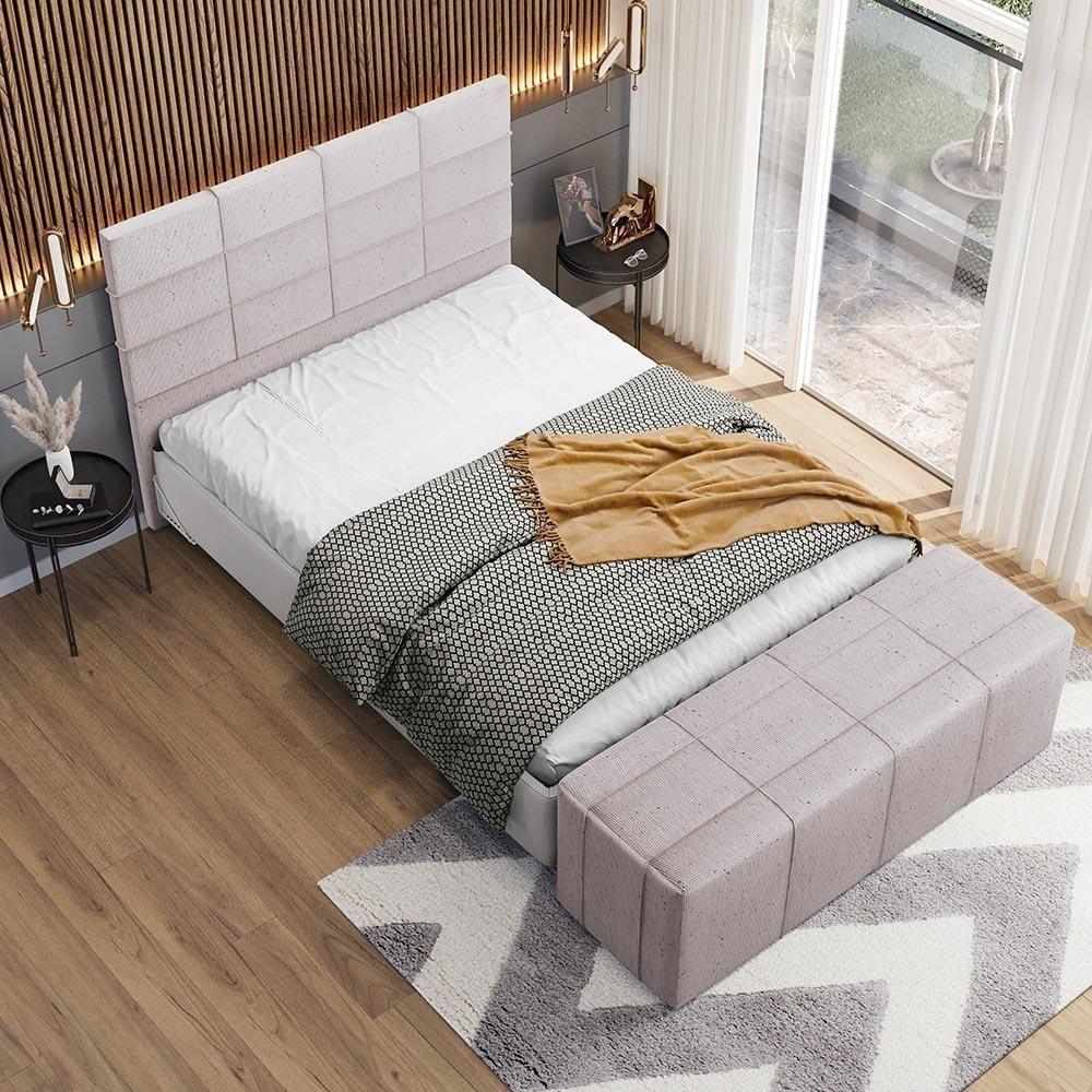 Cabeceira Cama Box Casal 140 Cm Roma W01 Linho Bege - Lyam - 2