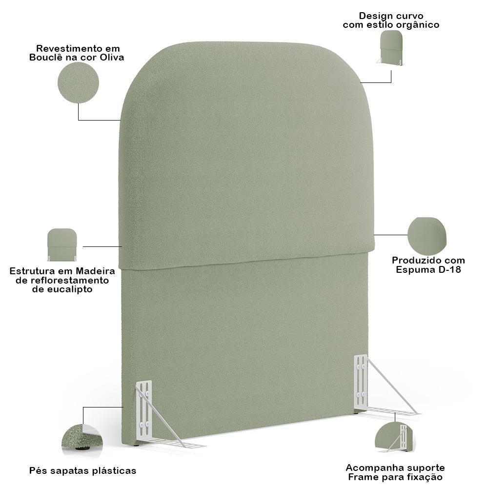 Cabeceira Cama Box 100cm Orgânica Lanna W01 Bouclê Oliva - Lyam Decor - 4