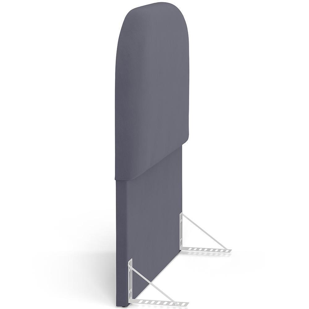 Cabeceira Cama Box 100cm Lanna Com Puff Recamier Doha W01 Suede Cinza - Lyam Decor - 3