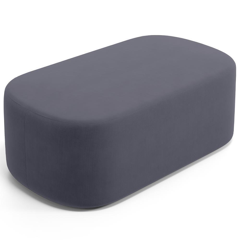 Cabeceira Cama Box 100cm Lanna Com Puff Recamier Doha W01 Suede Cinza - Lyam Decor - 4