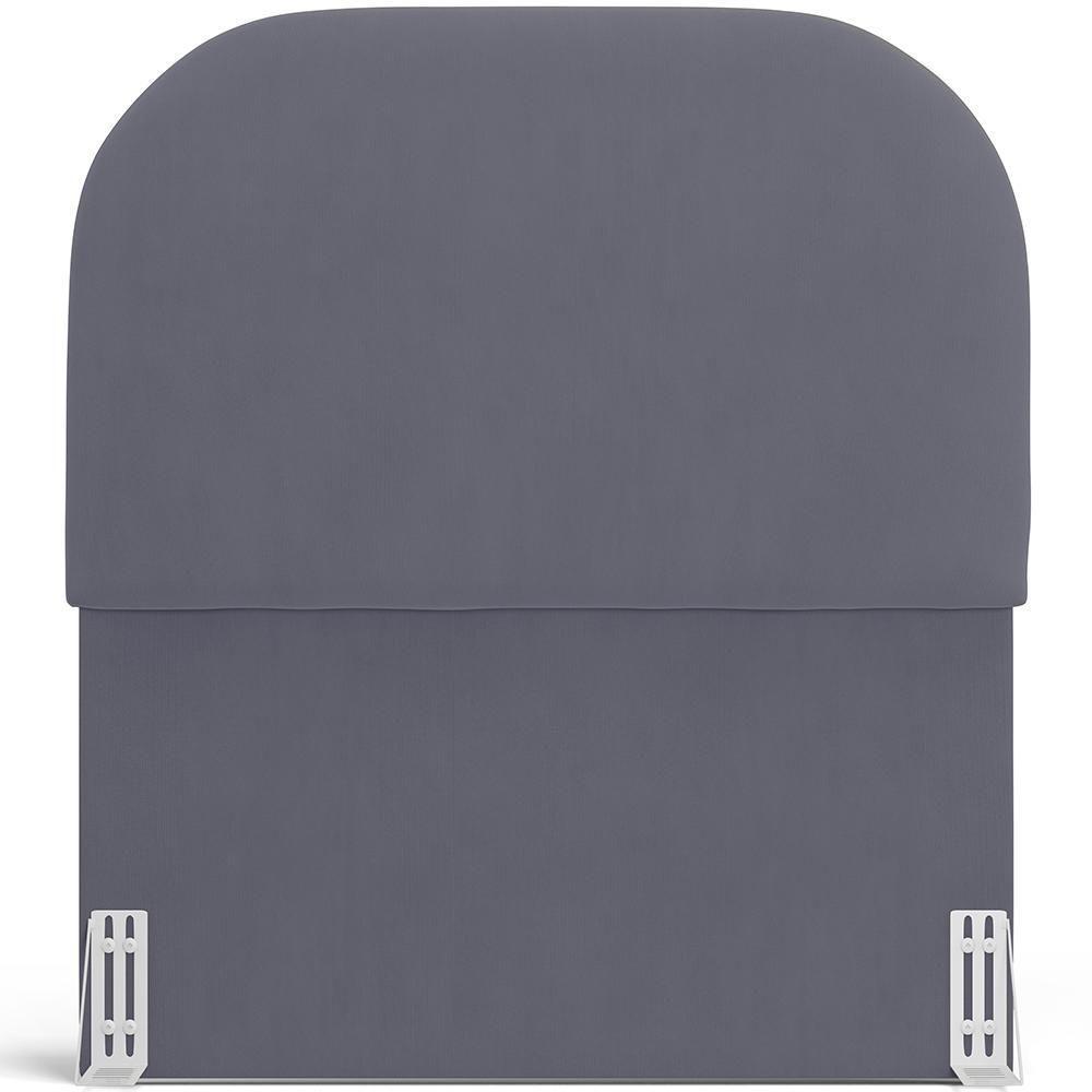Cabeceira Cama Box 100cm Lanna Com Puff Recamier Doha W01 Suede Cinza - Lyam Decor - 6