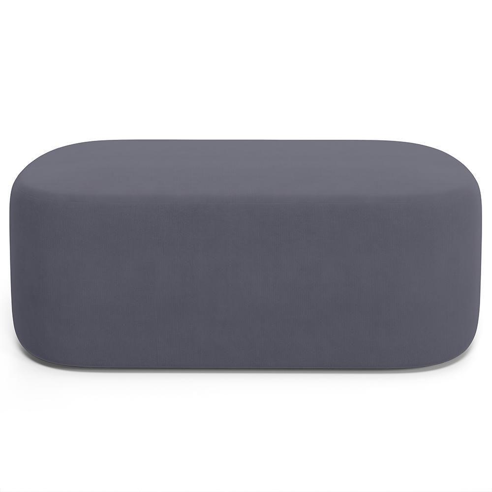 Cabeceira Cama Box 100cm Lanna Com Puff Recamier Doha W01 Suede Cinza - Lyam Decor - 7