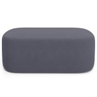 Cabeceira Cama Box 100cm Lanna Com Puff Recamier Doha W01 Suede Cinza - Lyam Decor - 7