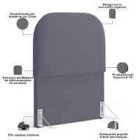 Cabeceira Cama Box 100cm Lanna Com Puff Recamier Doha W01 Suede Cinza - Lyam Decor - 8