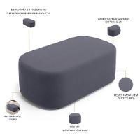 Cabeceira Cama Box 100cm Lanna Com Puff Recamier Doha W01 Suede Cinza - Lyam Decor - 10