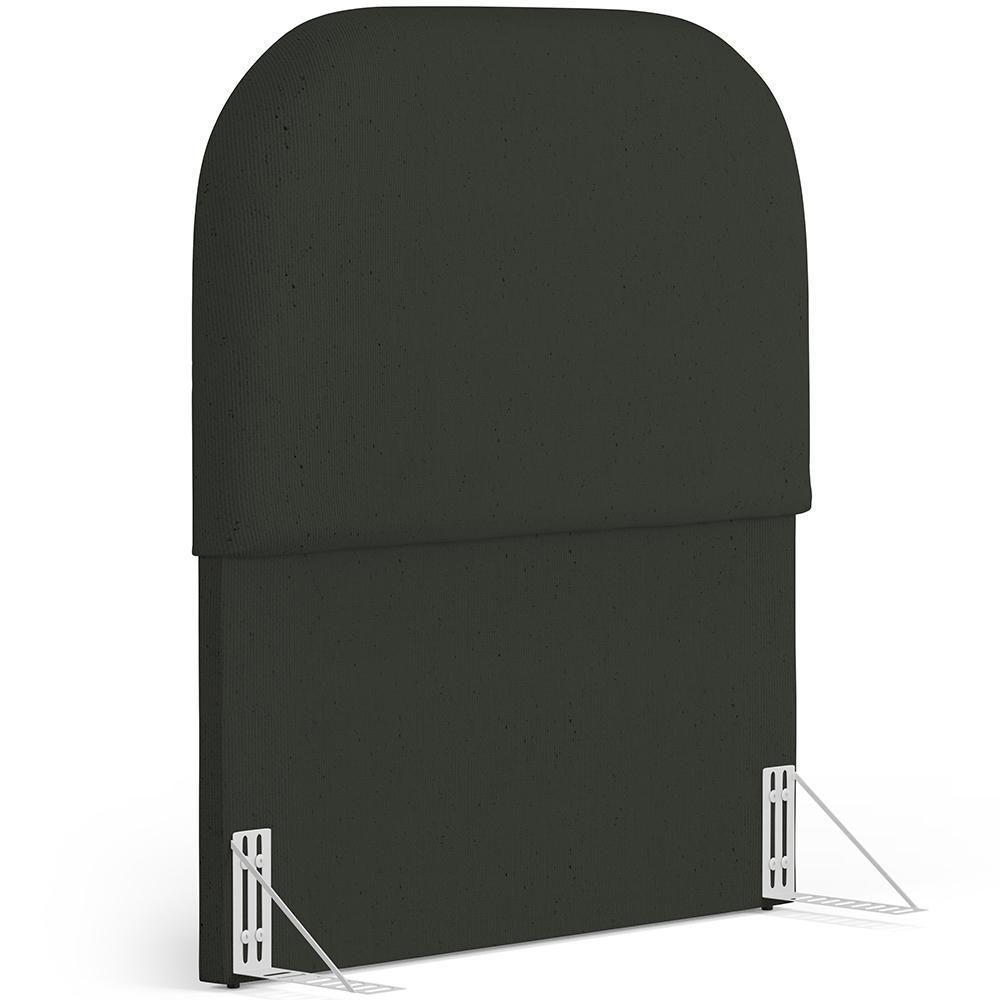 Cabeceira Cama Box 100cm Lanna Com Puff Recamier Doha W01 Linho Verde Musgo - Lyam Decor - 9