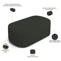 Cabeceira Cama Box 100cm Lanna Com Puff Recamier Doha W01 Linho Verde Musgo - Lyam Decor - 6