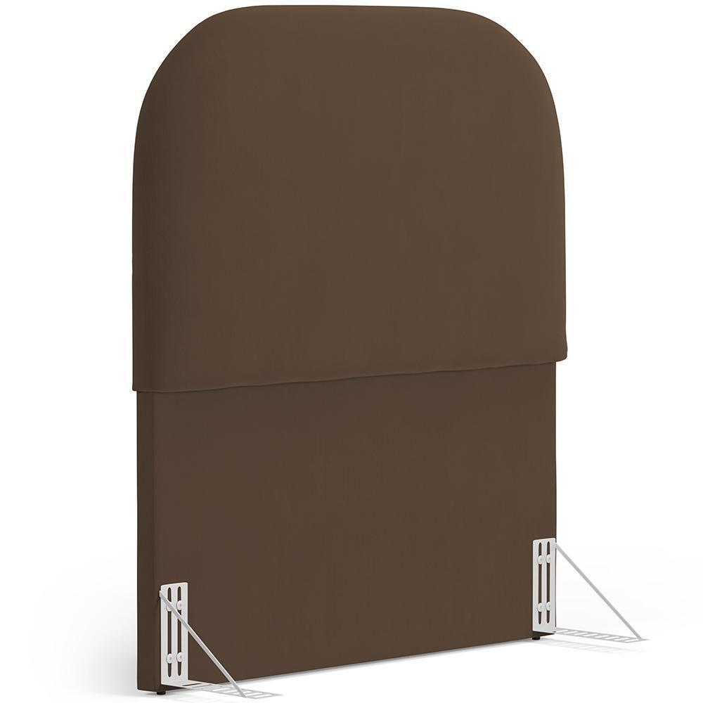 Cabeceira Cama Box 100cm Lanna Com Puff Recamier Doha W01 Suede Marrom - Lyam Decor - 9