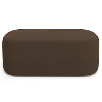 Cabeceira Cama Box 100cm Lanna Com Puff Recamier Doha W01 Suede Marrom - Lyam Decor