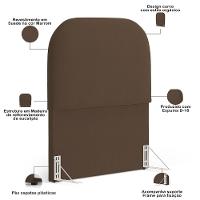 Cabeceira Cama Box 100cm Lanna Com Puff Recamier Doha W01 Suede Marrom - Lyam Decor - 5