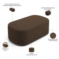 Cabeceira Cama Box 100cm Lanna Com Puff Recamier Doha W01 Suede Marrom - Lyam Decor - 6
