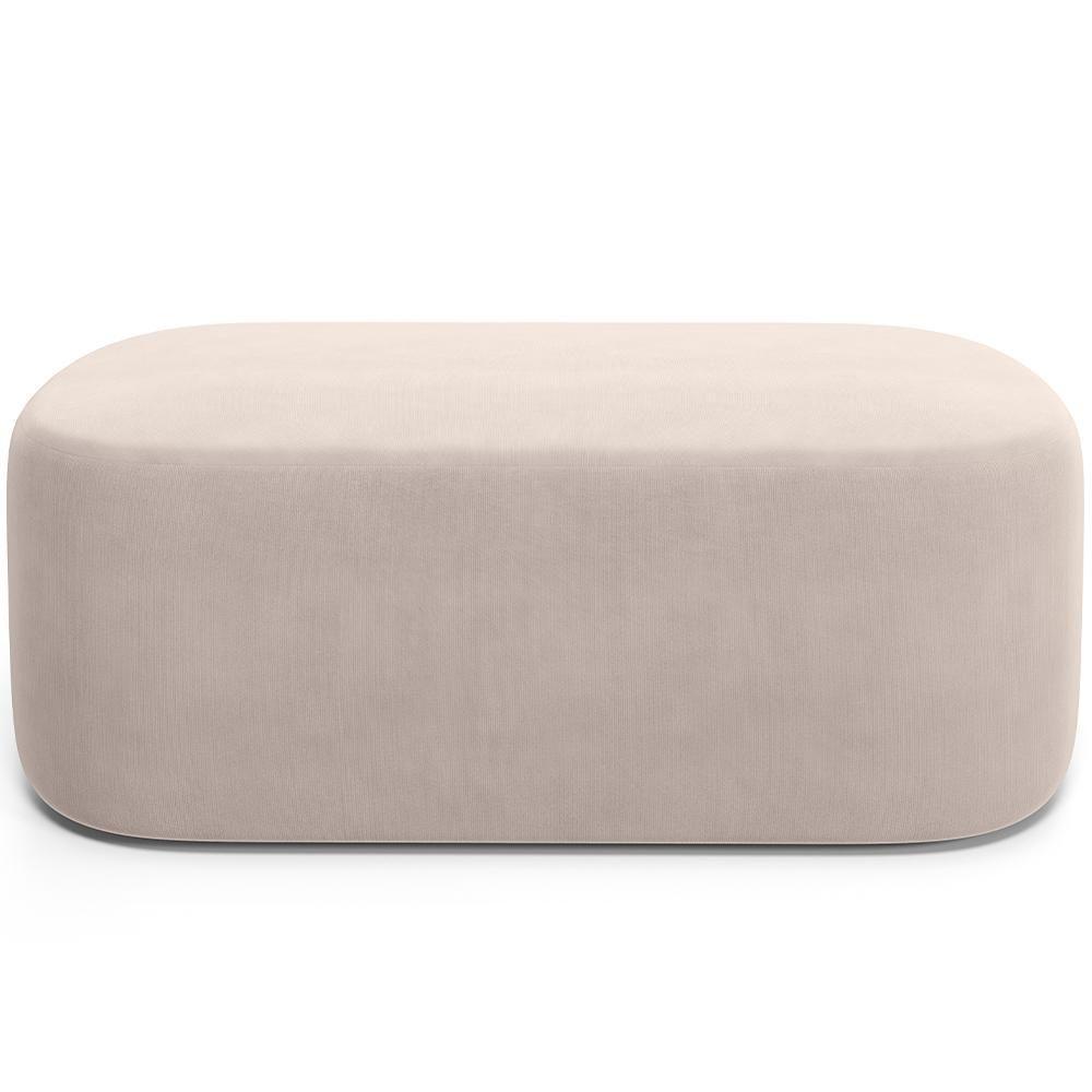 Cabeceira Cama Box 100cm Lanna Com Puff Recamier Doha W01 Suede Bege - Lyam Decor - 4