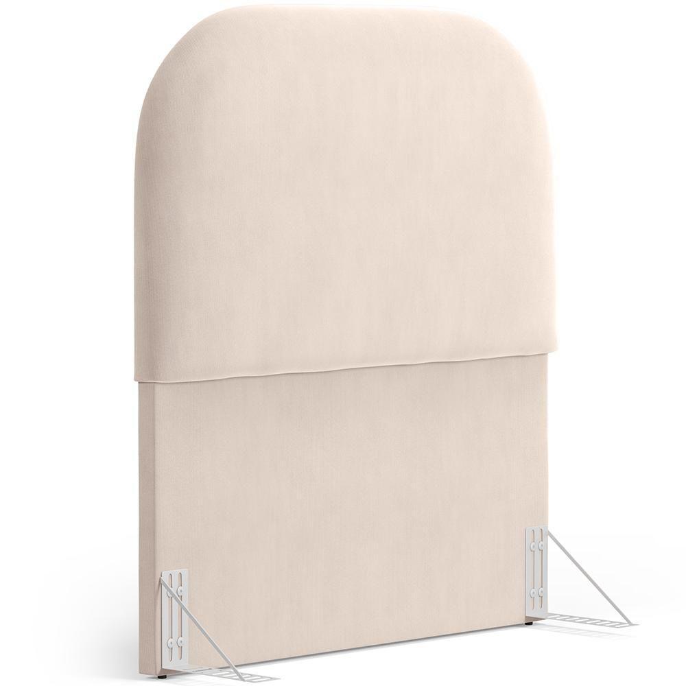 Cabeceira Cama Box 100cm Lanna Com Puff Recamier Doha W01 Suede Bege - Lyam Decor - 7