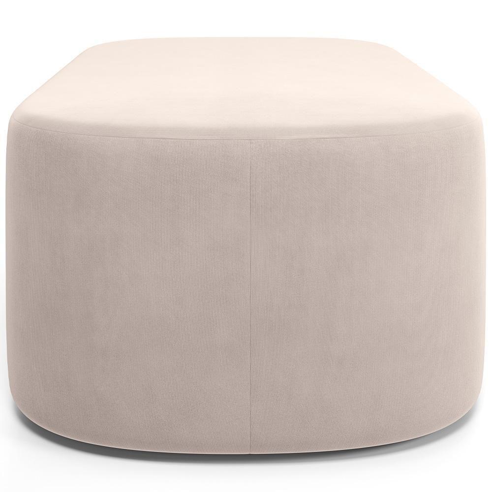 Cabeceira Cama Box 100cm Lanna Com Puff Recamier Doha W01 Suede Bege - Lyam Decor - 10
