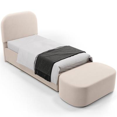 Cabeceira Lanna para Cama Box Casal 100cm em Madeira Maciça com Suede Bege