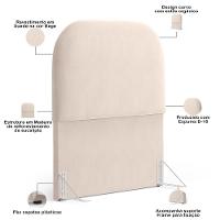 Cabeceira Cama Box 100cm Lanna Com Puff Recamier Doha W01 Suede Bege - Lyam Decor - 5