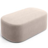 Cabeceira Cama Box 100cm Lanna Com Puff Recamier Doha W01 Suede Bege - Lyam Decor - 8