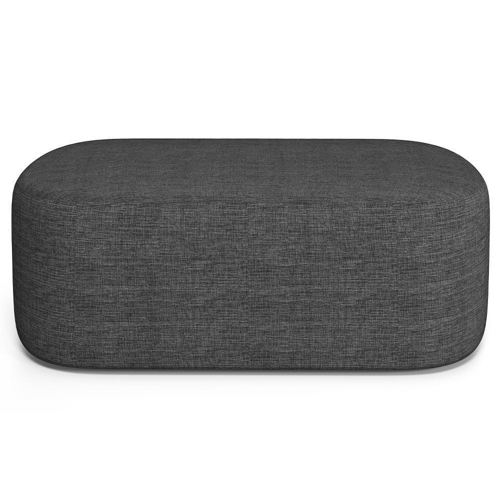 Cabeceira Cama Box 100cm Lanna Com Puff Recamier Doha W01 Linho Cinza Escuro - Lyam Decor - 4