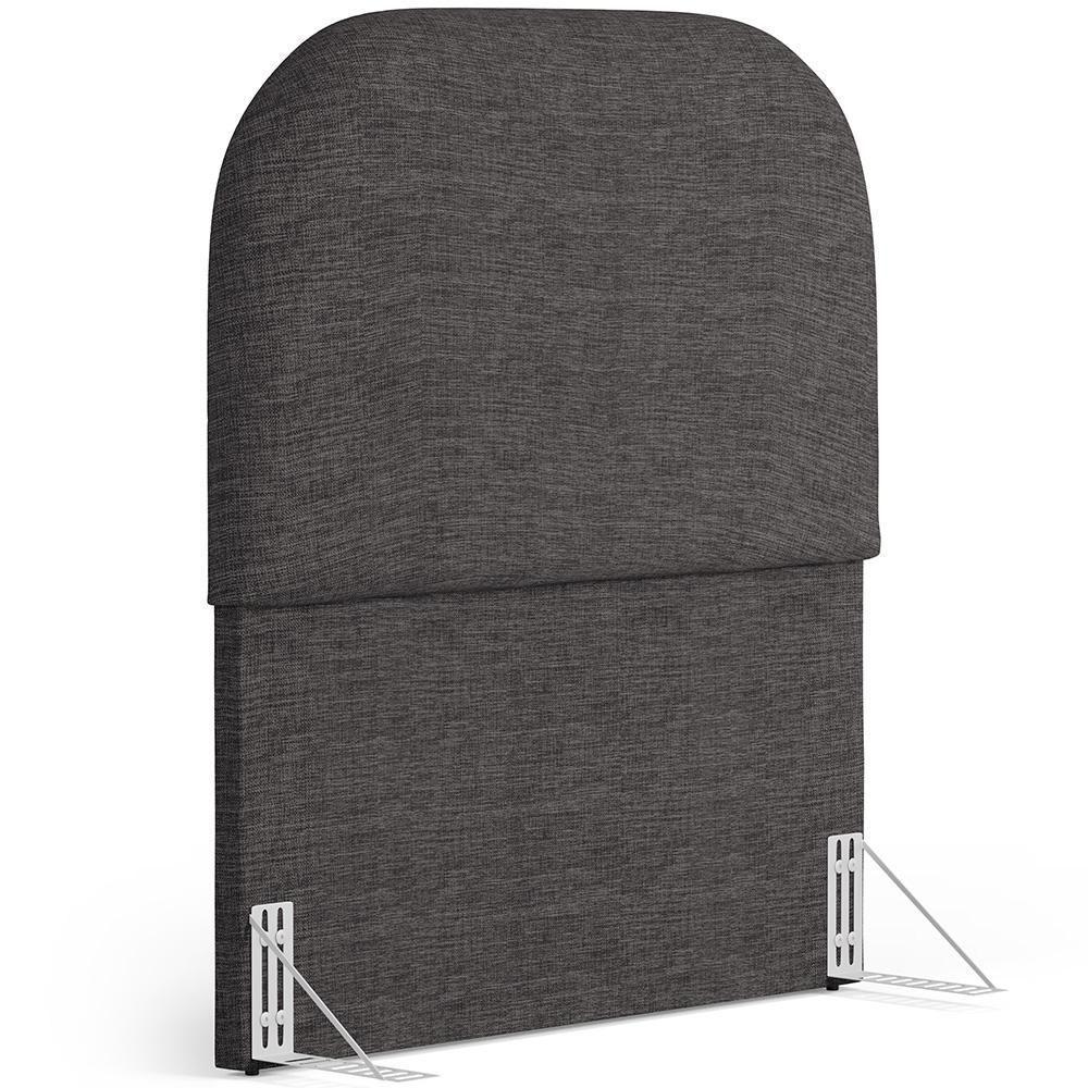 Cabeceira Cama Box 100cm Lanna Com Puff Recamier Doha W01 Linho Cinza Escuro - Lyam Decor - 9