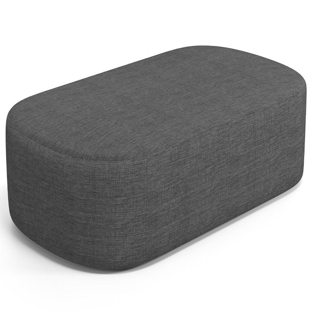 Cabeceira Cama Box 100cm Lanna Com Puff Recamier Doha W01 Linho Cinza Escuro - Lyam Decor - 10