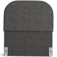 Cabeceira Cama Box 100cm Lanna Com Puff Recamier Doha W01 Linho Cinza Escuro - Lyam Decor - 3