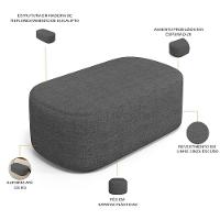 Cabeceira Cama Box 100cm Lanna Com Puff Recamier Doha W01 Linho Cinza Escuro - Lyam Decor - 6