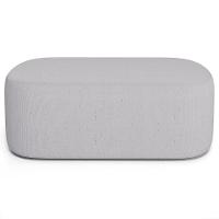 Cabeceira Cama Box 100cm Lanna Com Puff Recamier Doha W01 Linho Cinza - Lyam Decor