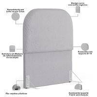 Cabeceira Cama Box 100cm Lanna Com Puff Recamier Doha W01 Linho Cinza - Lyam Decor - 5