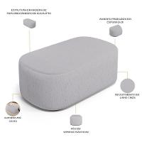 Cabeceira Cama Box 100cm Lanna Com Puff Recamier Doha W01 Linho Cinza - Lyam Decor - 6