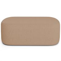 Cabeceira Cama Box 100cm Lanna Com Puff Recamier Doha W01 Linho Bege Escuro - Lyam Decor