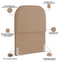Cabeceira Cama Box 100cm Lanna Com Puff Recamier Doha W01 Linho Bege Escuro - Lyam Decor - 5