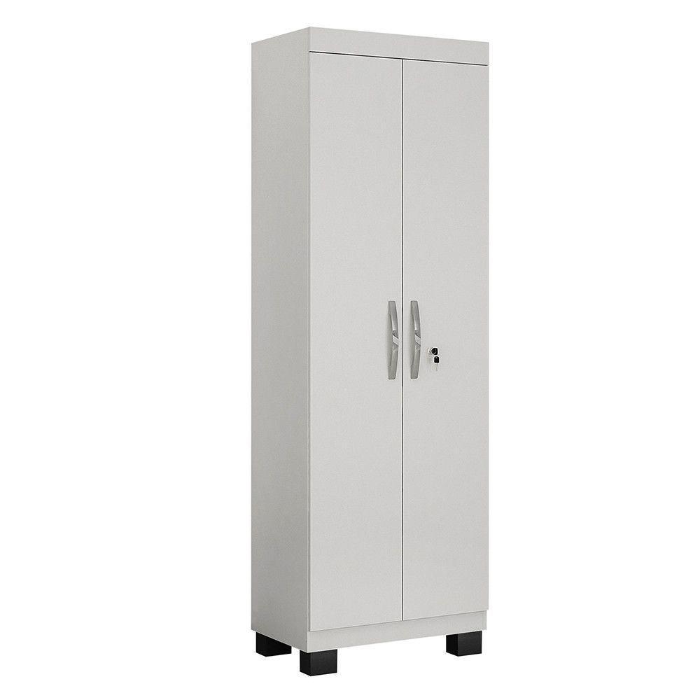 Armário Multiuso 2 Portas Com Chave Asteca Valdemóveis Branco Brilho - 4