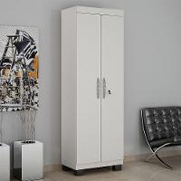 Armário Multiuso 2 Portas Com Chave Asteca Valdemóveis Branco Brilho - 1