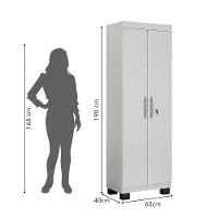 Armário Multiuso 2 Portas Com Chave Asteca Valdemóveis Branco Brilho - 2