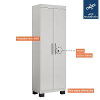 Armário Multiuso 2 Portas Com Chave Asteca Valdemóveis Branco Brilho - 3