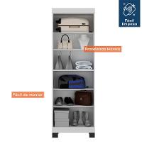 Armário Multiuso 2 Portas Com Chave Asteca Valdemóveis Branco Brilho - 5