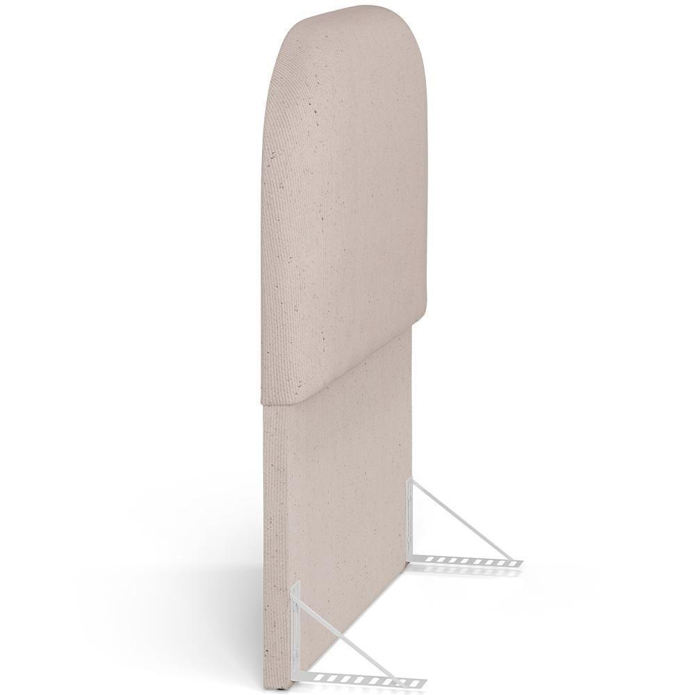 Cabeceira Cama Box 100cm Lanna Com Puff Recamier Doha W01 Linho Bege - Lyam Decor - 10