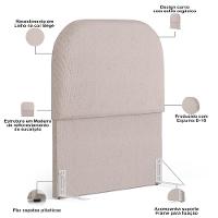 Cabeceira Cama Box 100cm Lanna Com Puff Recamier Doha W01 Linho Bege - Lyam Decor