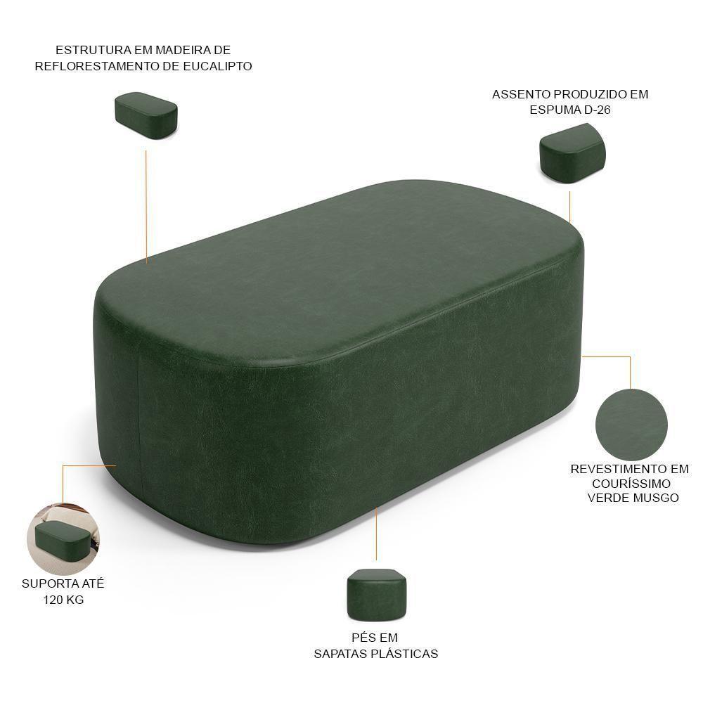 Cabeceira Cama Box 100cm Lanna Com Puff Recamier Doha W01 Couríssimo Verde - Lyam Decor - 6