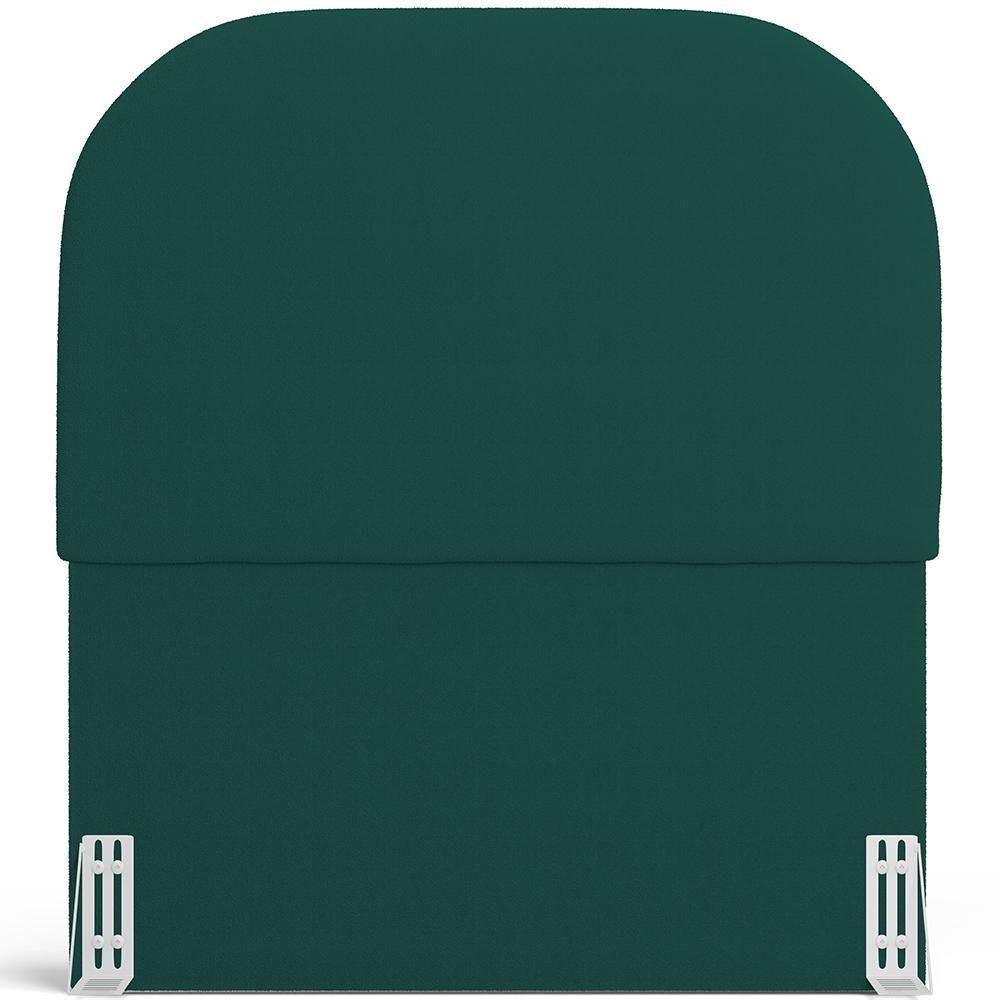 Cabeceira Cama Box 100cm Lanna Com Puff Recamier Doha W01 Bouclê Verde - Lyam Decor - 3