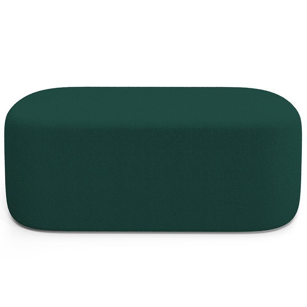 Cabeceira Cama Box 100cm Lanna Com Puff Recamier Doha W01 Bouclê Verde - Lyam Decor - 4