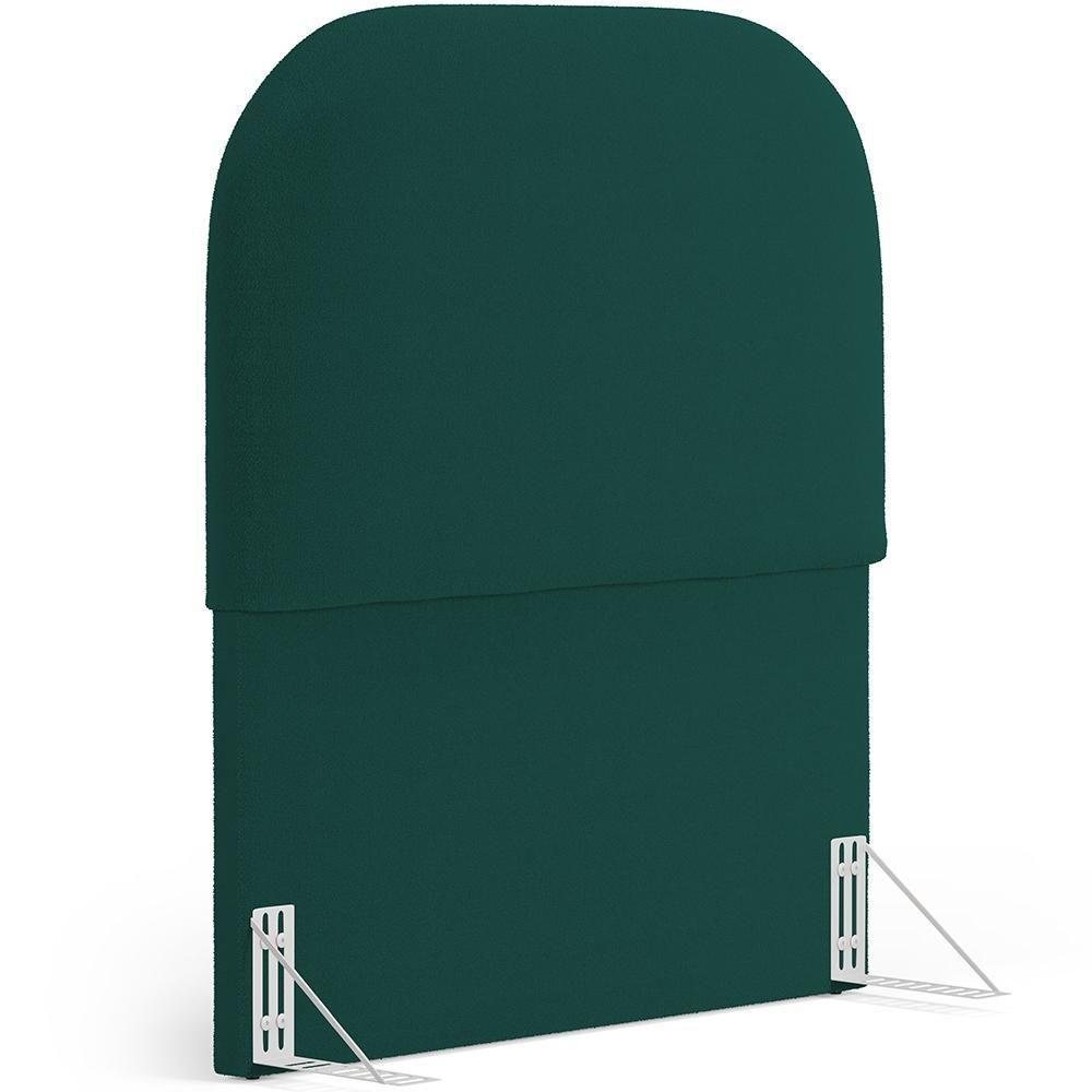Cabeceira Cama Box 100cm Lanna Com Puff Recamier Doha W01 Bouclê Verde - Lyam Decor - 9