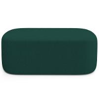 Cabeceira Cama Box 100cm Lanna Com Puff Recamier Doha W01 Bouclê Verde - Lyam Decor