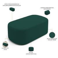 Cabeceira Cama Box 100cm Lanna Com Puff Recamier Doha W01 Bouclê Verde - Lyam Decor - 6