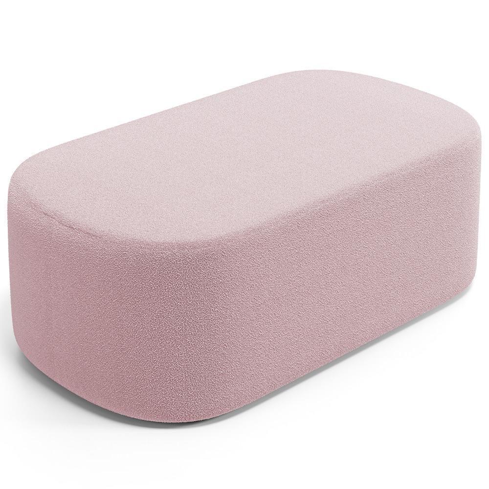 Cabeceira Cama Box 100cm Lanna Com Puff Recamier Doha W01 Bouclê Rosê - Lyam Decor - 7